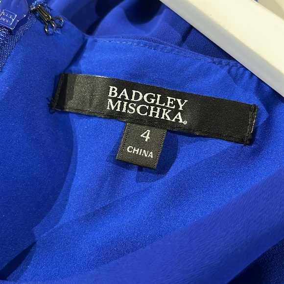 Badgley Mischka Electric Blue Flutter Sleeve Dress - Picture 8 of 9